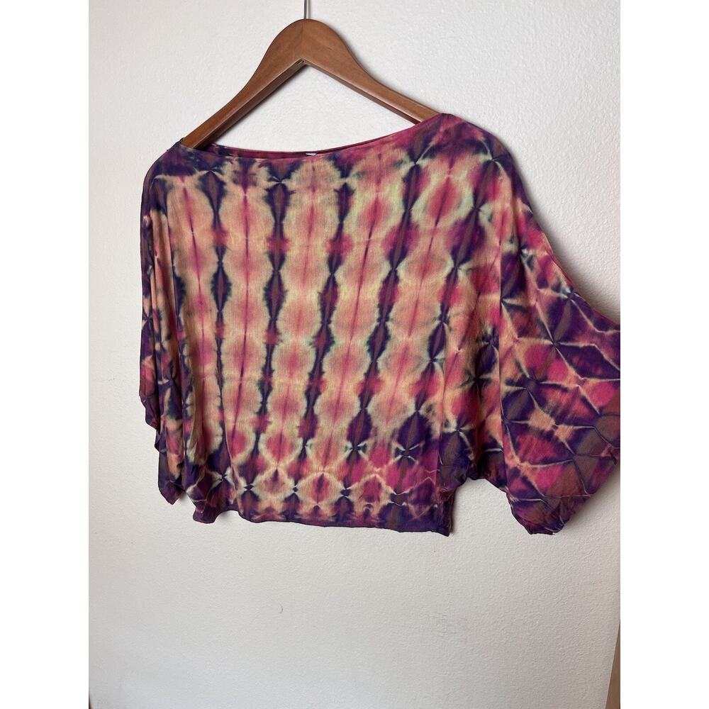 Brightly Twisted Tie Dye Kimono Sleeve Top Size XS Red Orange Casual Boho Retro - Picture 4 of 6